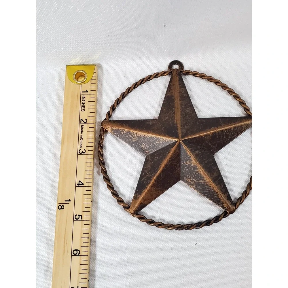 Rustic‎ Metal Barn Star Wall Decor with Twisted Rope Circle 5